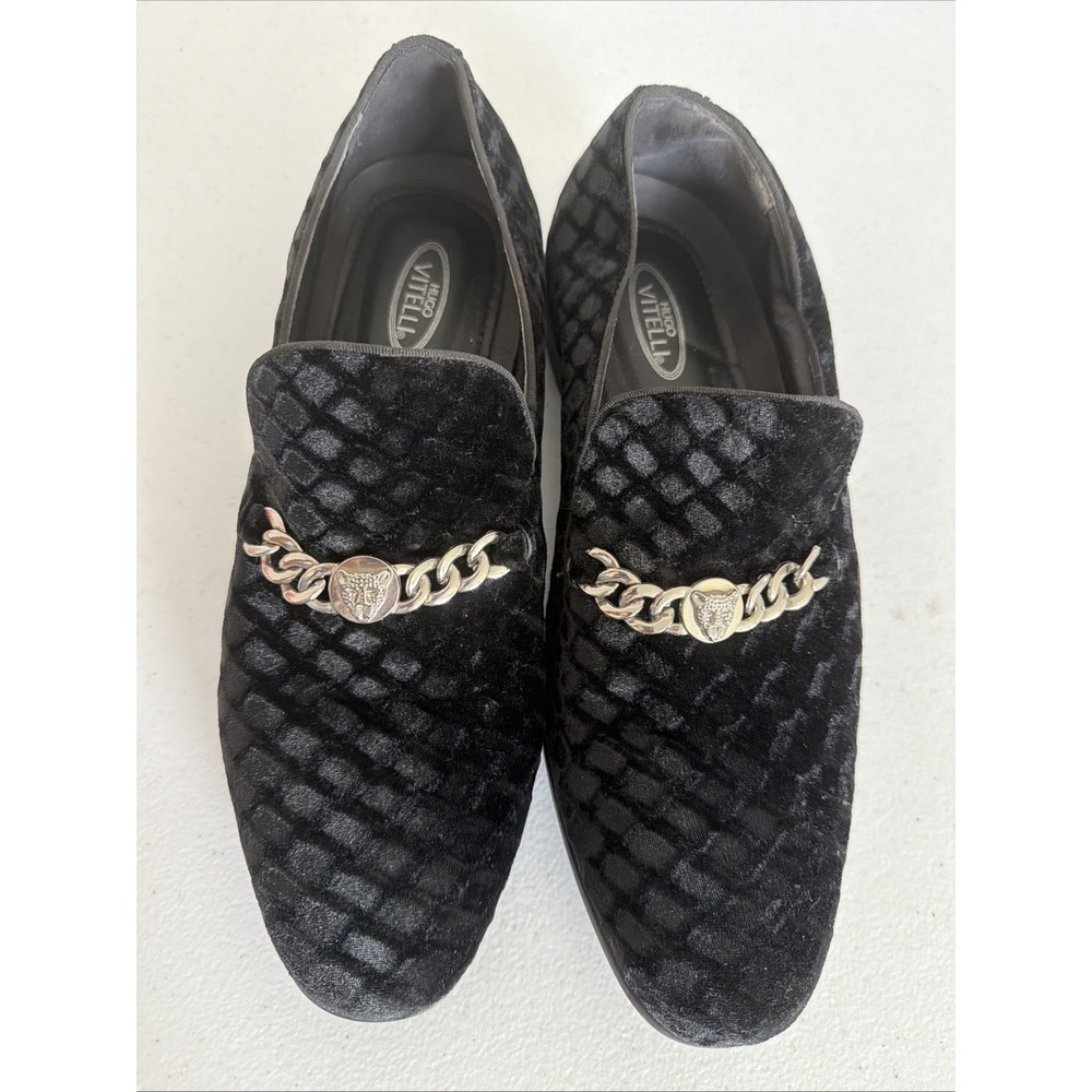 Hugo Vitelli Black Velvet Loafers Men's Slip On Size 11